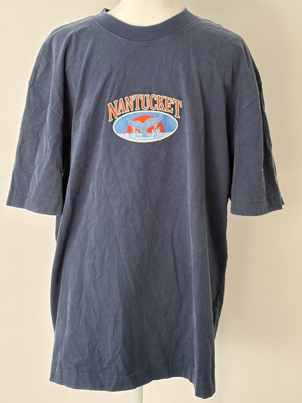 Hollister Navy Graphic Nantucket Tee with Orange Accent